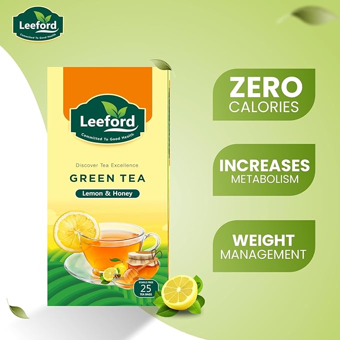 Leeford Green Tea Lemon With Honey - 25 Bags (Pack of 2)